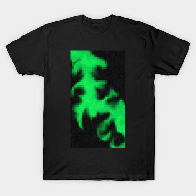 green flame pixel art T-Shirt by Popilicious